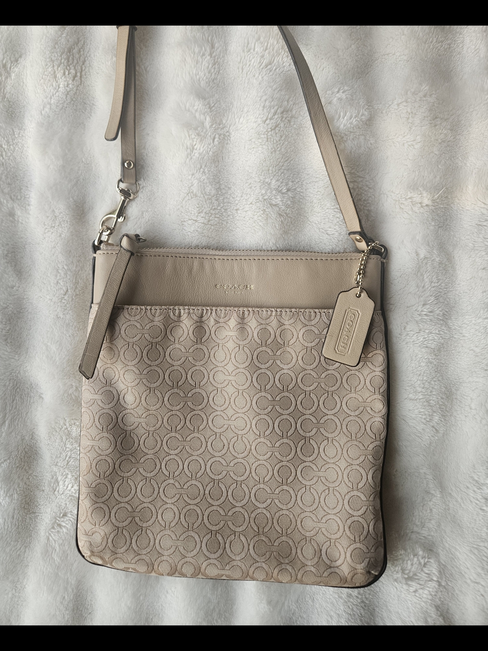 Coach Neutral Beige Signature Crossbody Bag